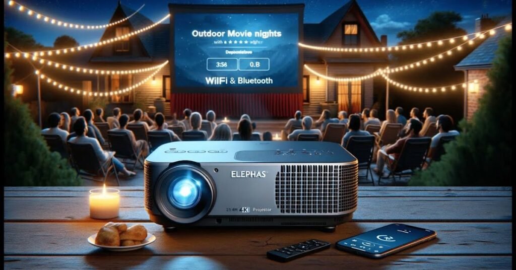 ELEPHAS Outdoor 4K Projector with WiFi and Bluetooth